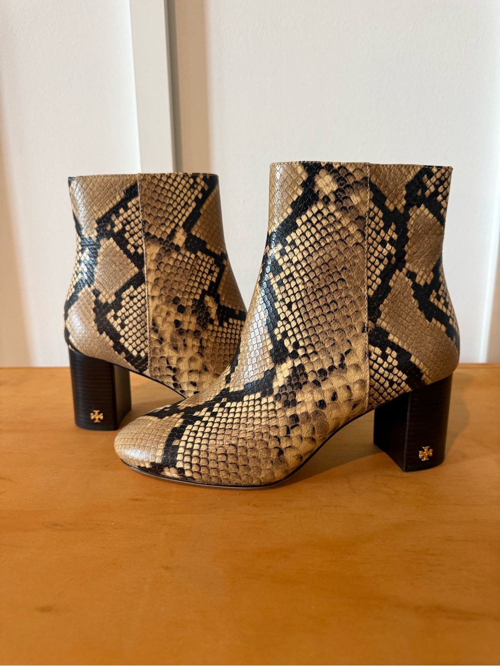 Tory Burch Brooke 70mm Snakeskin Embossed Booties